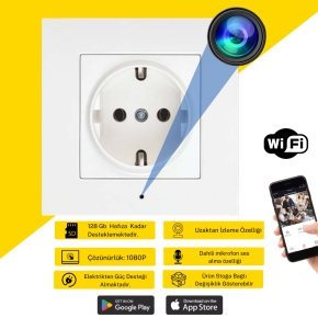 Beyaz Duvar Prizi WiF� Gizli Kamera